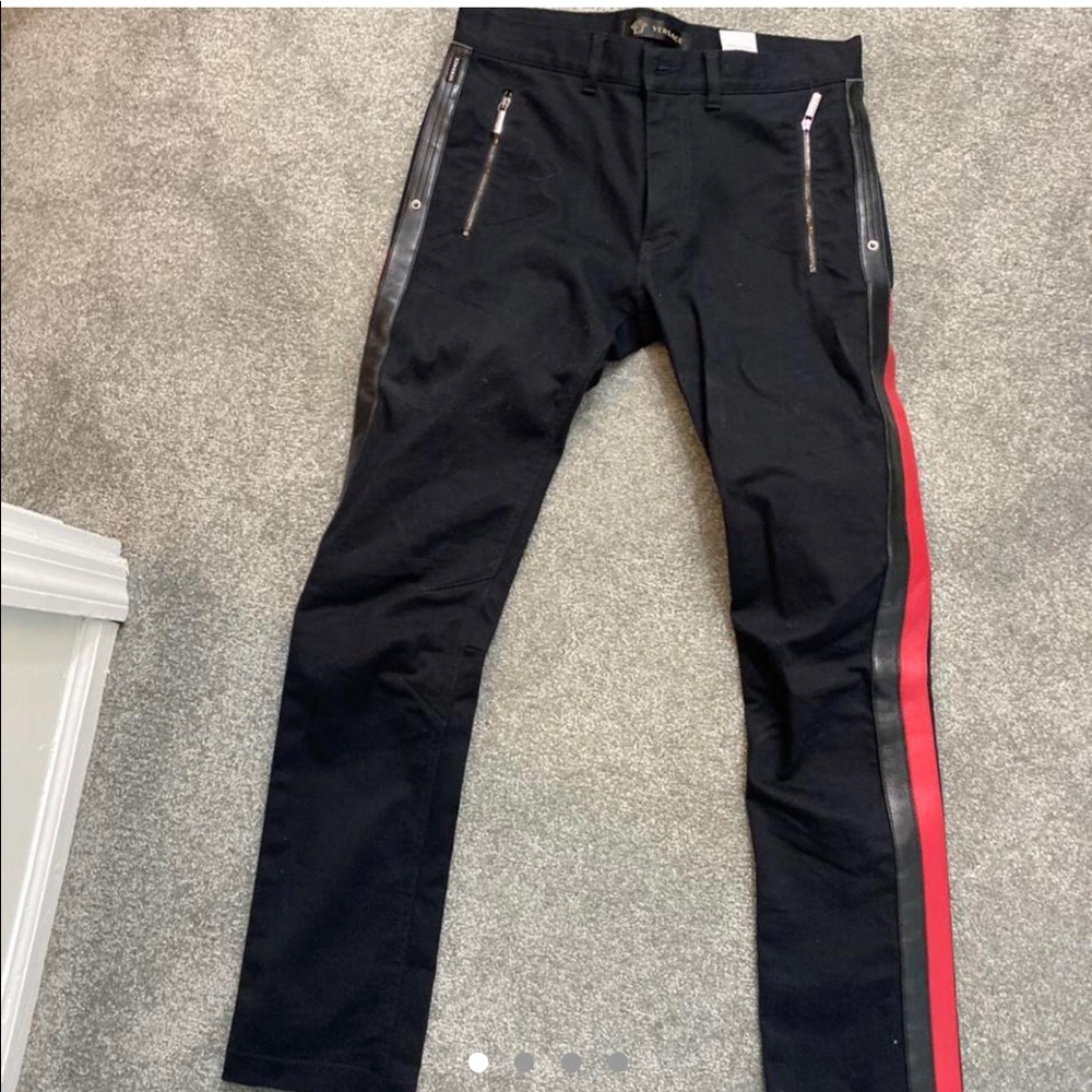 Versace Men’s Biker Jean with Leather Stripe